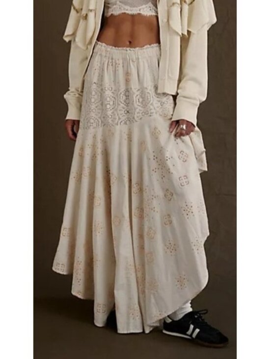 Free People Dresses & Skirts - Free People Doily Maxi Skirt Boho Chic Lace Cottagecore Hippie Festival Womens M